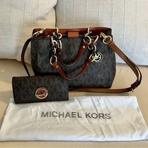Michael Kors Cynthia Satchel + Fulton Wallet